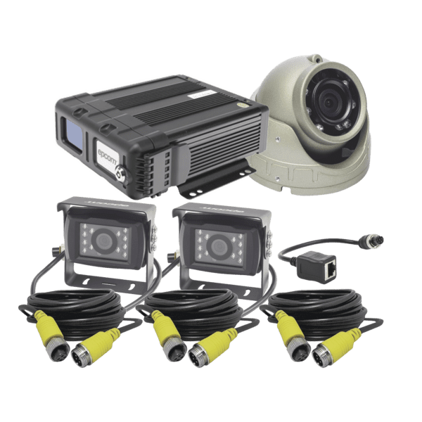KIT DVR PARA VEHICULO /  INCLUYE /  CÁMARAS PARA INTERIOR /  CÁMARA PARA EXTERIOR, / 2MP AHD /  CABLES EXTENSORES / ADAPTADOR LAN.
